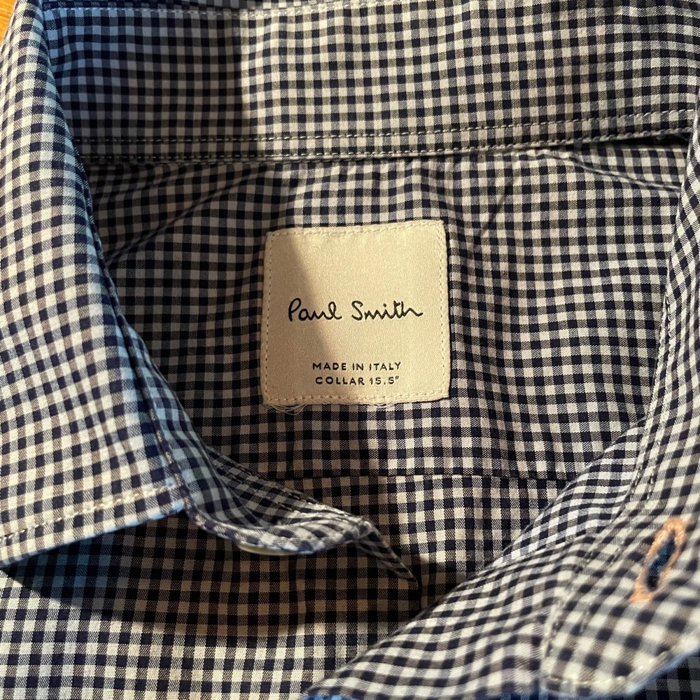 Paul Smith Men’s blue/navy check dress shirt. Size 15.5 - Picture 3 of 6